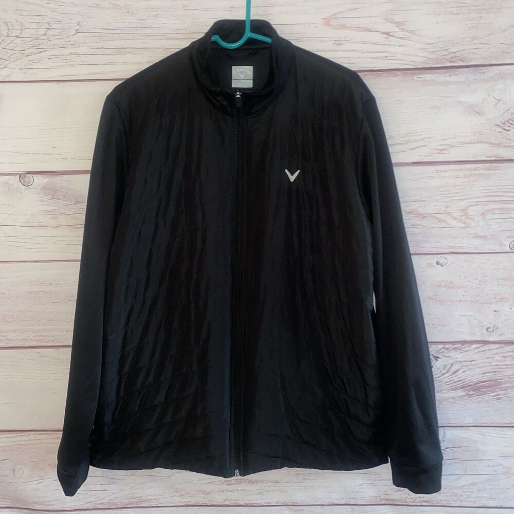 Callaway Jacket Men’s Medium Black Quilted Full Zip Golf Midlayer Performance